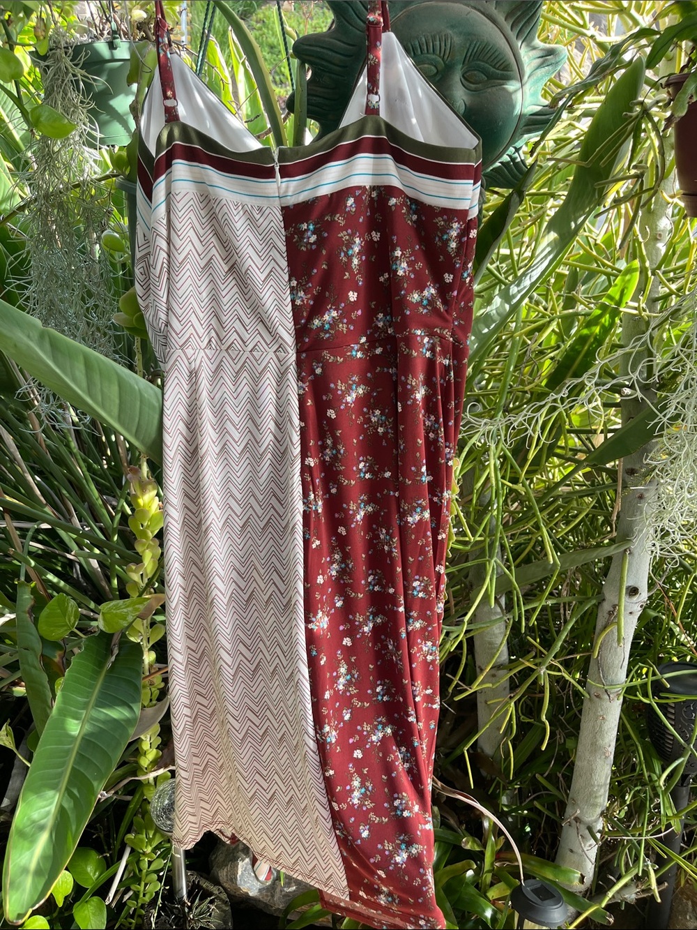 Cato Burgundy Floral & Stripe Summer Dress - Picture 6 of 7